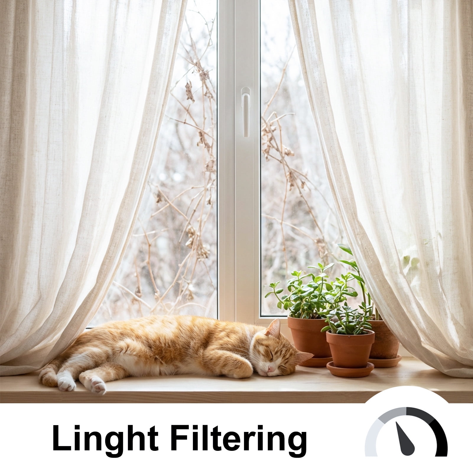 Linen Curtains 72 Inches Long 52" Wide for Bedroom Rod Pocket Semi Sheer Natural Linen Window Drapes Ensure privacy Farmhouse Curtains Extra Wide Curtain Panels(2 Panels)