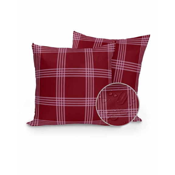 Outdoor Pillows Waterproof, Red Checkered Throw Pillows with Inserts Included, Farmhouse Buffalo Plaid Modern Indoor Outdoor Decorative Lumbar Pillow for Bed/Couch/Patio 16"x16", 2Pcs