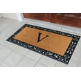 thumbnail image 5 of A1 Home Collections Rubber and Coir Paisley Border Heavy Duty Non-Slip Durable Double Door Monogrammed V Doormat 30"X60", Black, 5 of 7