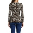 thumbnail image 3 of INSPIRE CHIC Women's Tops Printed Scoop Neck Long Sleeves Peplum Blouse S Coffee-Animal, 3 of 6