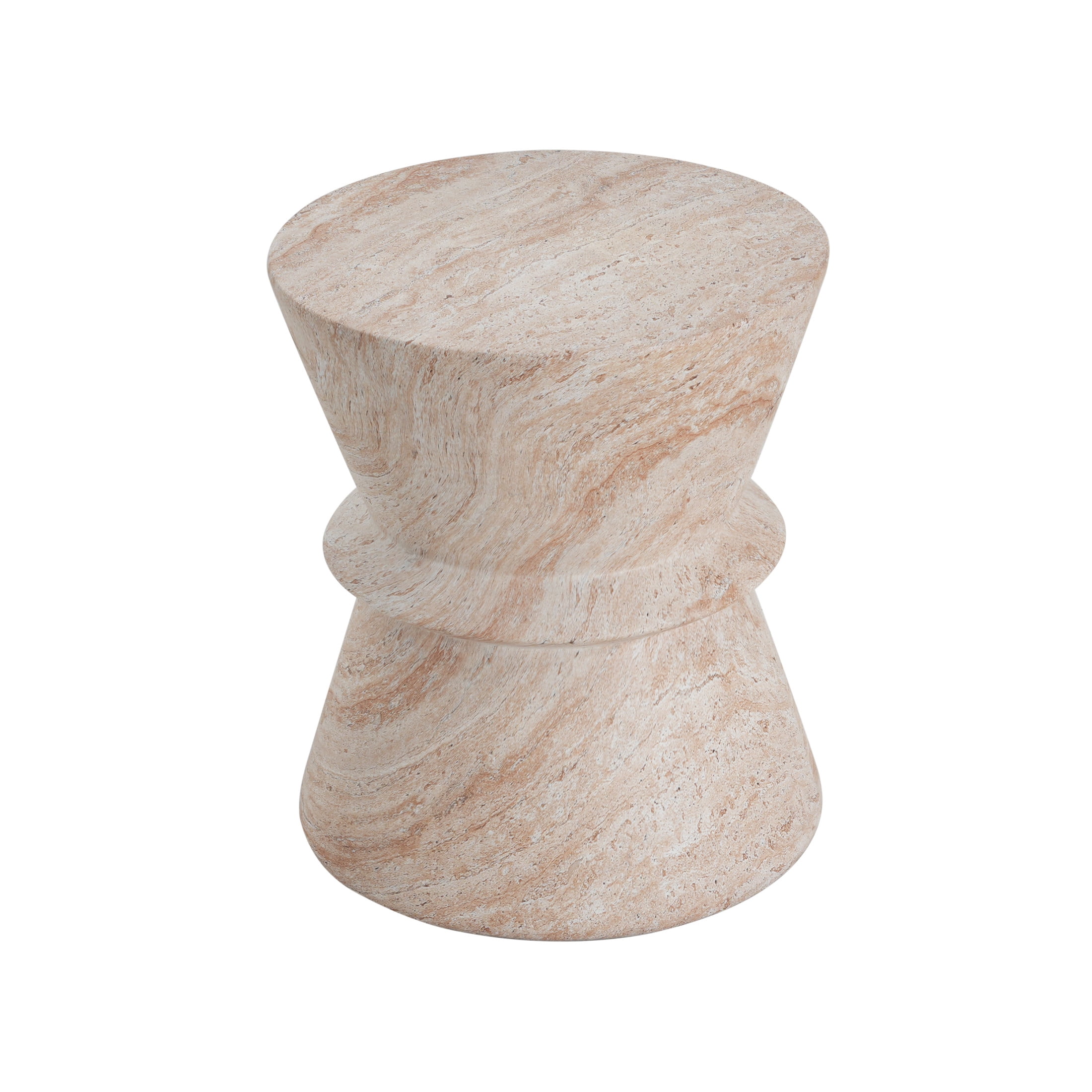Christopher Knight Home Elegant 15.5" Outdoor Lightweight Concrete Hourglass Side Table, Travertine Finish