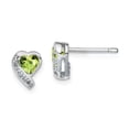thumbnail image 1 of 925 Sterling Silver Peridot Diamond Heart Earrings Love, 1 of 6