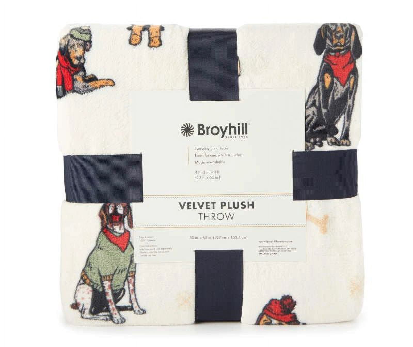 Broyhill Velvet Soft Plush Throw Blanket Polyester Dogs, Christmas 50 x 60 inches Multi-Color