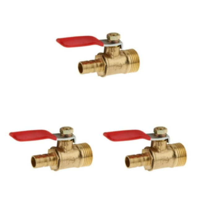 ZheElen Versatile Threaded Brass Ball Valve for Multiple Uses 3 interface 16mm 8mm Red 3Set