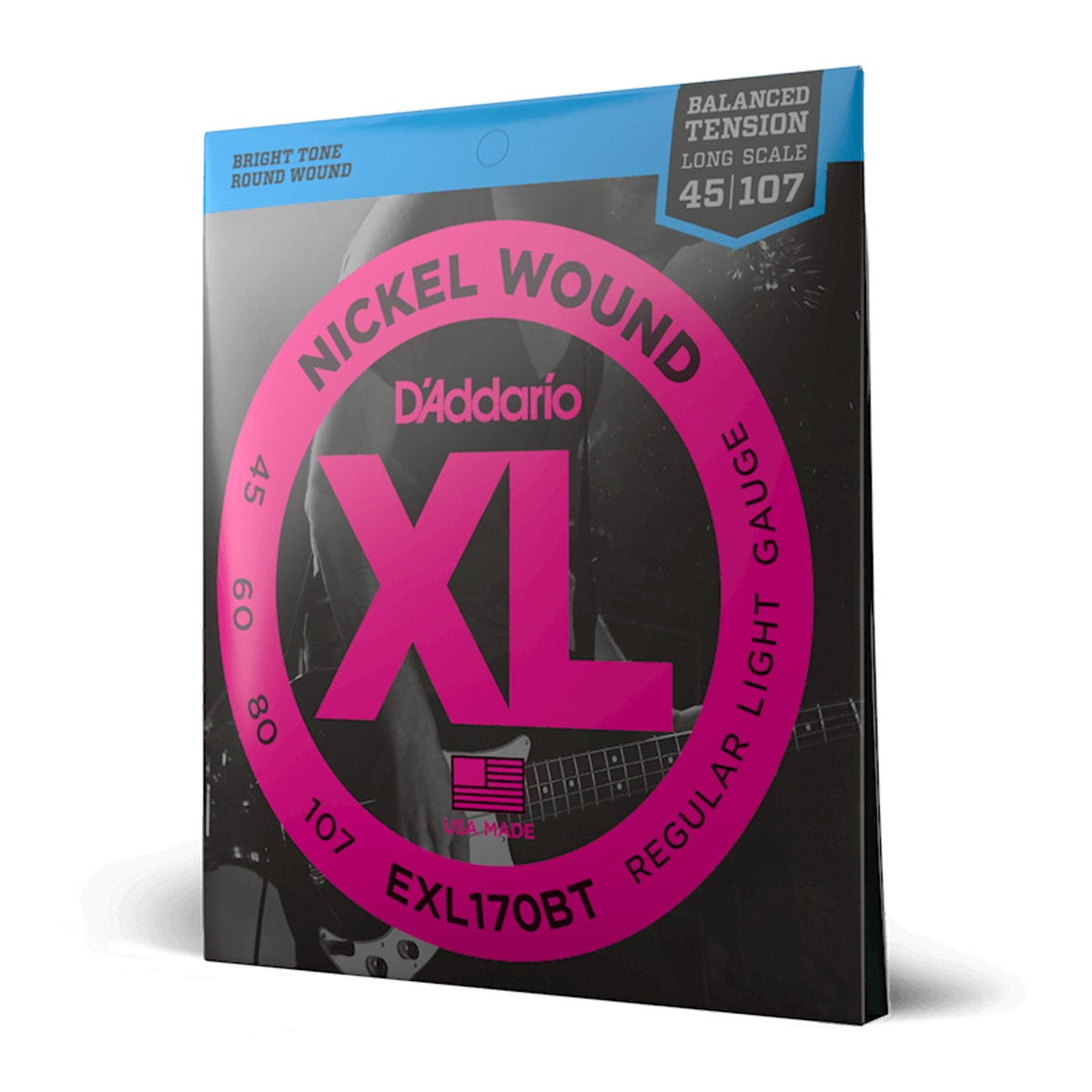 D'Addario EXL170BT Nickel Wound Bass Guitar Strings, Balanced Tension Regular Light, 45-107, Long Scale