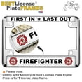 thumbnail image 2 of Motorcycle Metal License Plate Frame with Firefighter Design - Chrome, 2 of 7