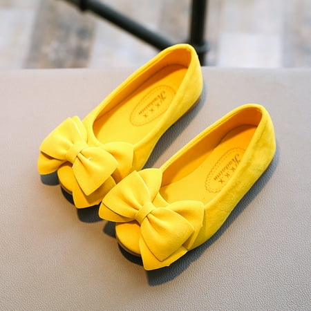 

kpoplk Sandals For Girls Girls Dance Student Bowknot Princess Soft Baby Solid Shoes Kid Children Single Baby Toddler Shoes Boys(Yellow)