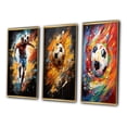 thumbnail image 3 of Designart "modern Soccer Portrait Fusion" Sports Framed Wall Art Set Of 3 - Multi-Color Soccer Frame Canvas Set For Living Room Decor, 3 of 7