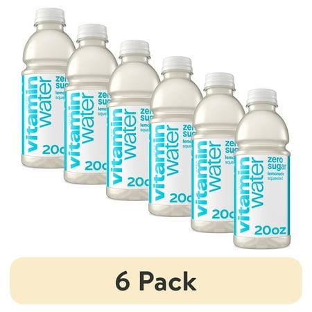 (6 pack) vitaminwater Zero Sugar Squeezed Lemonade Flavored Water Beverage Bottle, 20 fl oz