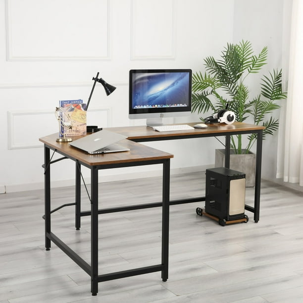 Clearance! LShaped Computer Desk with CPU Stand, Industrial Office