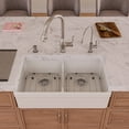 thumbnail image 3 of ALFI brand AB5123-W White 32" Short Wall Double Bowl Lip Apron Fireclay Farmhouse Kitchen Sink, 3 of 10