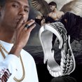 thumbnail image 2 of ChainsHouse Silver Vintage Rings for Men Women Wing Shaped Stainless Steel Band Ring Birthday Christmas Jewelry Gift, 2 of 10