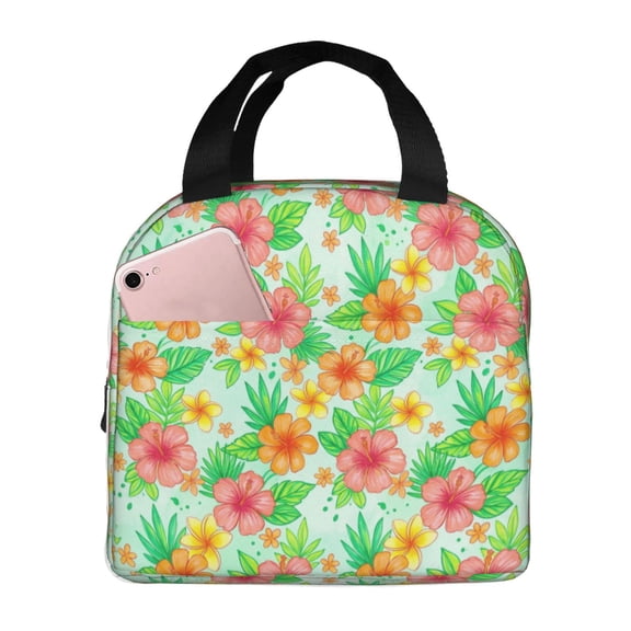 Flower Lunch Bag For Women Men Cute Reusable Insulated Lunch Box Large Capacity Lunch Tote Bag For Work, Picnic Or Travel