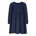 thumbnail image 3 of Ygbgbb Women's Elegant Casual Solid Color Long Sleeved Round Neck Dress (Navy,M), 3 of 6