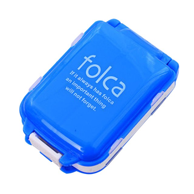EeaseCA Double Layer 8 Compartments Pill Box Portable Plastic Pills Medicine Storage Case Box Container (Blue)