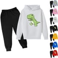 thumbnail image 3 of Zwiiyzr 3-14Y Baby Clothes Girls and Boy Clothes Set Sweatshirts Tops Pants Fall Winter Toddler Outfits Casual Long Sleeve Dinosaur Print Tops Hooded Set Blue, 3 of 3