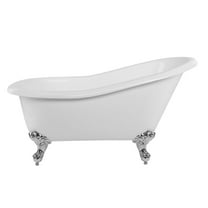 Aurora 54 Inch Acrylic Slipper Clawfoot Tub - No Faucet Drillings - Imperial Ball & Claw Feet