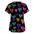 thumbnail image 3 of Valentine's Day Womens Scrub Top Cute Heart Print Short Sleeve Nurse Working Uniforms Valentine's Day Cartoon Pattern Scrub Tops with Pockets, 3 of 5