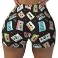 thumbnail image 2 of Picia Colorful Retro Tape Printed Workout Shorts for Women Seamless Scrunch Butt Lifting High Waisted Yoga Gym Booty Running Moisture-wicking Short Pants-Large, 2 of 9