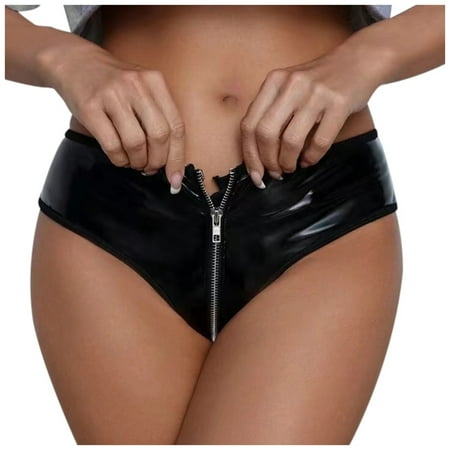 Xiaoxatg Women s Panties Women s Stylish Sexy Zipper Solid Color Bright Face Skinny Briefs plus Size Womens Underwear
