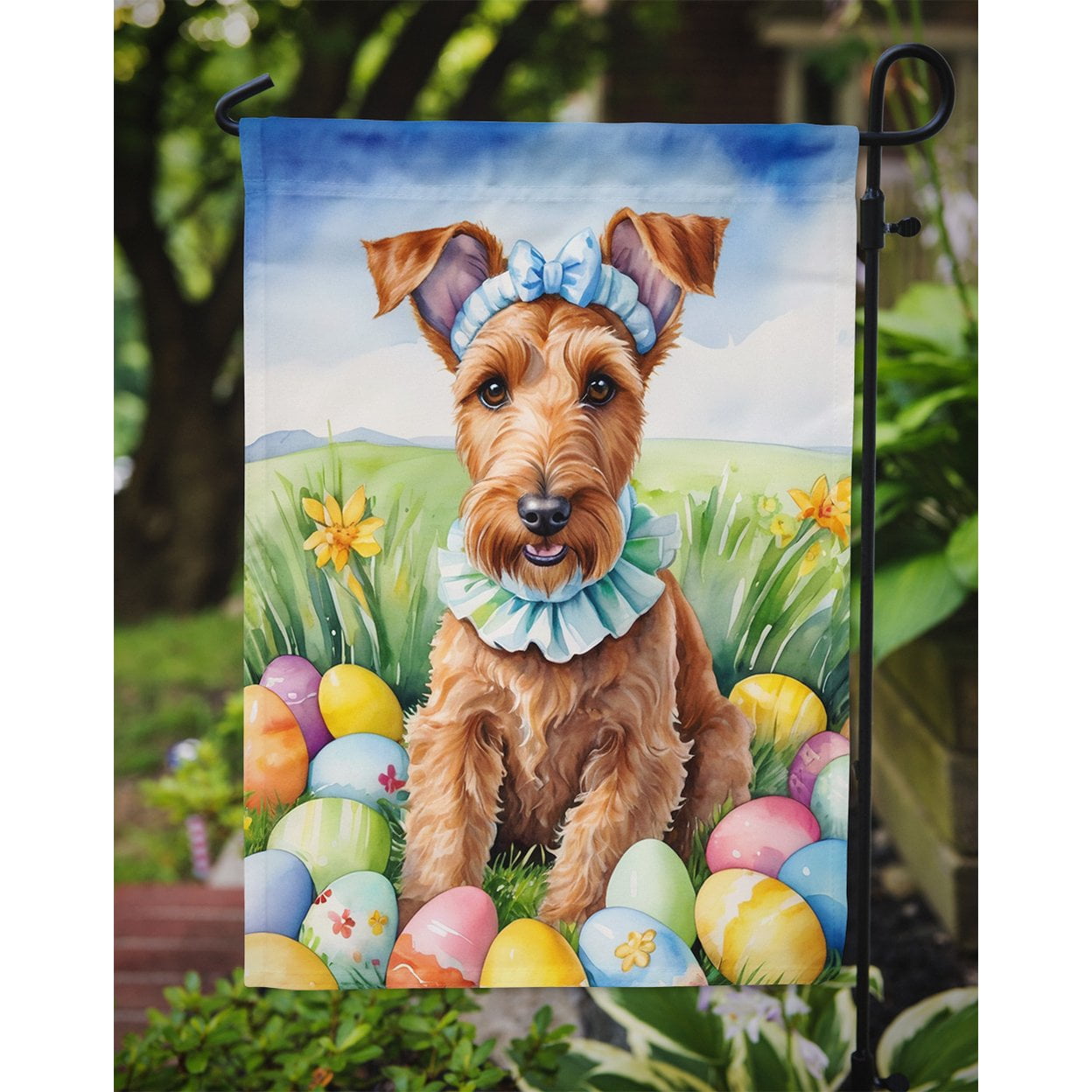Irish Terrier Easter Egg Hunt Garden Flag 11.25 in x 15.5 in