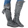 thumbnail image 4 of Tejiojio Clearance Women's Shoes Fashion Retro Solid Color Ethnic Style Flat Bottom Female High Boots, 4 of 7