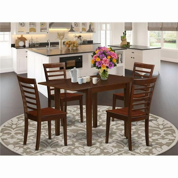 5 Piece Norden Wood Dining Table Set - Mahogany