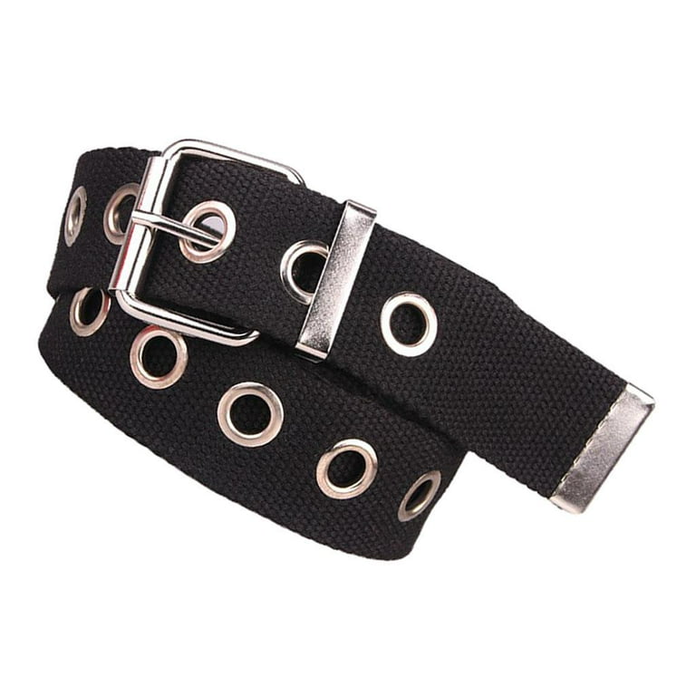 Canvas Web Belts For Men Women Metal Grommet Hole Buckle Belt for