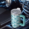 thumbnail image 4 of Shark 40 oz Tumbler Coffee Lovers Handle SpillProof Lid 40oz Shark Theme Tumbler Straw Double Insulated Thermal Retention Travel Tumbler Must Have, 4 of 5