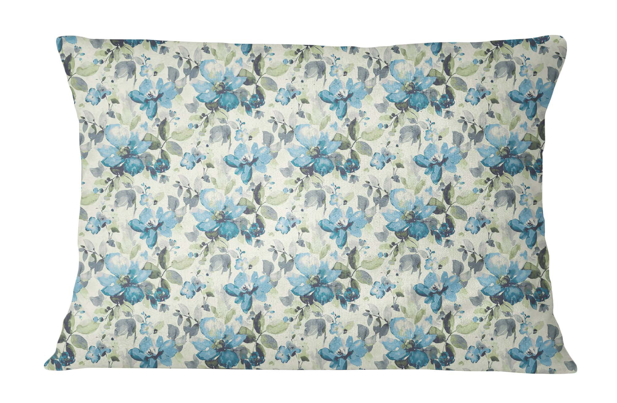 Decorative Aqua Cushion Cover Cotton Poplin Floral Paisley Sham Pillow Case 