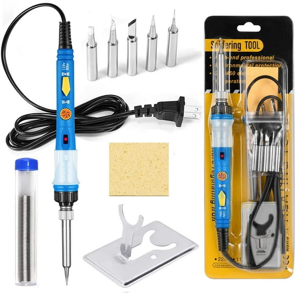 SREMTCH 60W Adjustable Temperature Soldering Iron Kit with ON/OFF Switch and 5 Tips