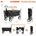 thumbnail image 6 of CL.HPAHKL Utility Wagon Foldable, Folding Beach Wagon with Adjustable Handle Lightweight Utility Shopping Cart with Side Pocket Grocery Wagon for Apartment, Garden and Outdoor Use (39.6In H, Black), 6 of 11