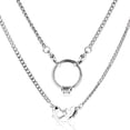 thumbnail image 1 of Collar porta anillos de doble corazón, de acero inoxidable, con clip y cierre de esposas, ideal como regalo para esposa, prometida, enfermera o dama., 1 of 9