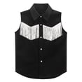 thumbnail image 6 of XAOFW Boys Girls Kids Western Cowboy Shirt Fringe Shirt Sleeveless Lapel Button Down Graphic Hippie Shirts Soft Tops 5-6 Years, 6 of 6