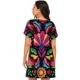 thumbnail image 3 of Horeoi Colorful Floral Embroidery Mexican Print Women's Short-sleeved Nightdress Breathable Cotton-like Material Loose A-line Knee-length, 3 of 6
