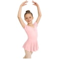 thumbnail image 3 of Girls Dance Leotard with Skirt Short Sleeve V-Neck Ballet Top Gymnastics Outfit for Kids Kids Light Pink Polyester,Size 14-15 T, 3 of 7