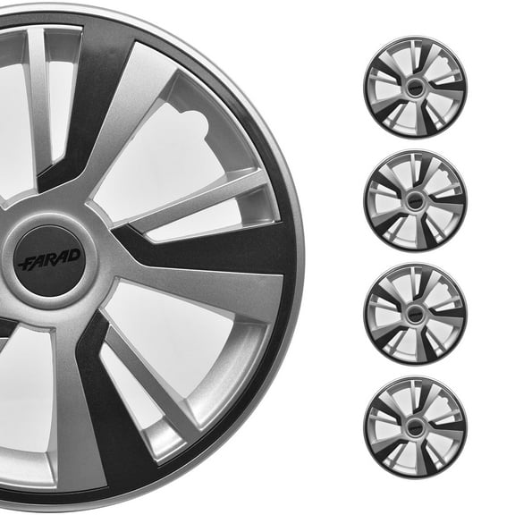 OMAC 14" Hubcaps Wheel Rim Cover Grey with Dark Grey Insert 4pcs Set