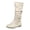 Beige, variant on Women Retro Slouchy Slip-On Mid Calf Boots Faux Suede Low Flat Heel Stretch Knee High Boots Side Zipper Lightweight Tall Boots Fall Winter Daily Wear Comfort Breathable retro