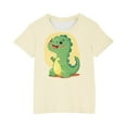 thumbnail image 3 of Kids T-shirts Cute Dinosaur Print Short Sleeve Fall Summer Casual Tops Loose Tees Cotton Clothes for Boys Girls (5 Years, Beige), 3 of 4