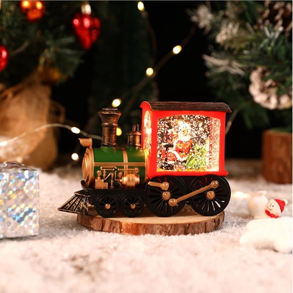 Christmas Train Snow Globe Decor - Illuminated Festive Ornaments for Holiday Ambiance for Home Tabletop, Battery Operated