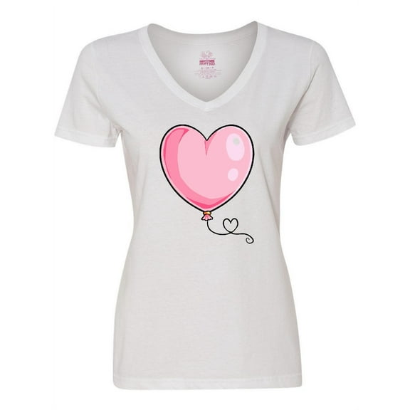 Inktastic Pink Balloon Heart Women's V-Neck T-Shirt