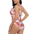 thumbnail image 4 of Rateoe Cute Watermelon Pattern Women One Piece Swimsuits Tummy Control One Shoulder Bathing Suits Ruffle Swimwear-X-Large, 4 of 6