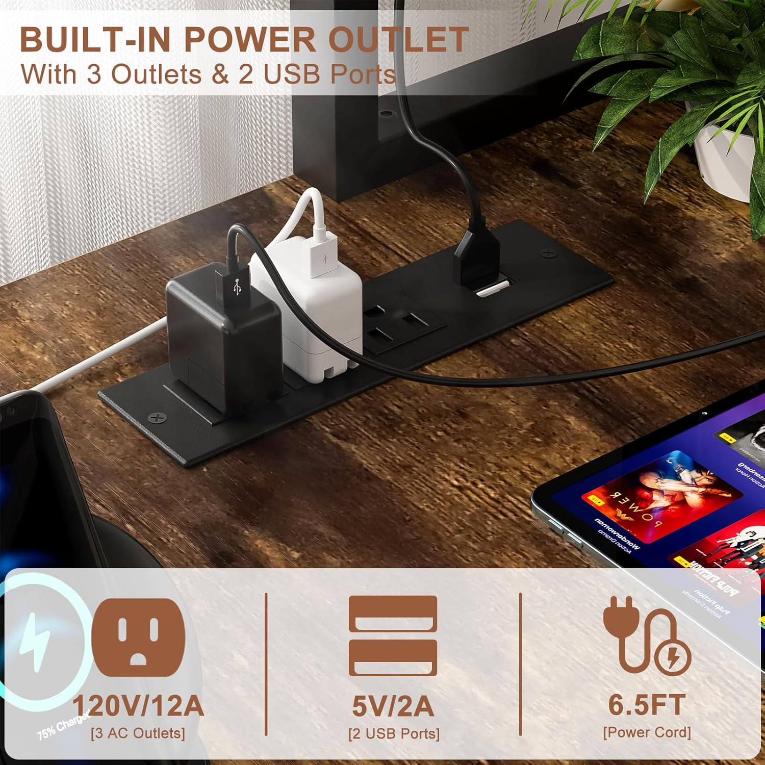 iSunirm Reversible L Shaped Gaming Desk with LED Lights & Power Outlets, 49'' Small L Shaped Computer Corner Desk with Monitor Stand and Storage Shelf, for Home & Office, Rustic Brown