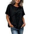 thumbnail image 2 of TGSLY Fringe Trim Linen Tops for Women Lightweight Soft Crew Neck Solid Color T-Shirt Relaxed Fit Dressy Casual Short Sleeve Blouses XL, 2 of 9