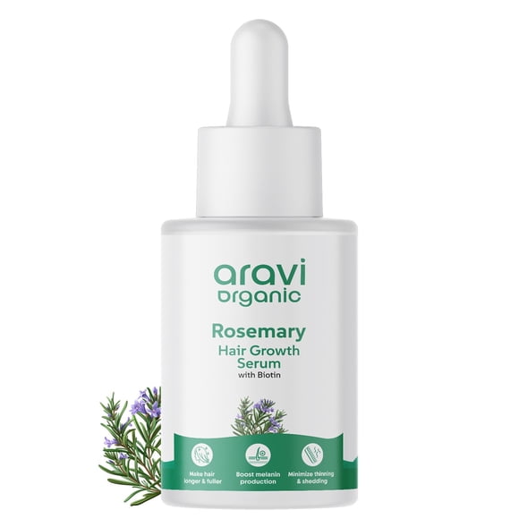 Aravi Organic Rosemary Biotin Hair Growth Serum For Hair Growth Strengthens Hair and Nourishes Scalp 1 Fl Oz 30 ml
