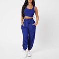 thumbnail image 4 of Chaleco Conjuntos cortos de 2 piezas para damas Cintura elástica Algodón Sin mangas Slim Fit Traje diario Cgtredaw Azul oscuro T L para Mujer, 4 of 6