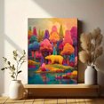thumbnail image 6 of Yellow Bear Vibrant Forest Canvas Print Wall Art for Living Room Bedroom Hallway Cafe Hotel Decor, 6 of 8