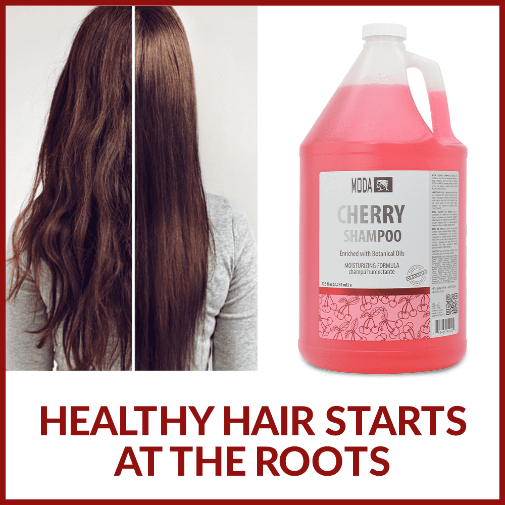 MODA - Moisturizing Shampoo for All Hair Types, Cherry, 128 Oz, Professional - Deeply Cleanses and Conditions, Strengthens, Restores and Shine your Hair