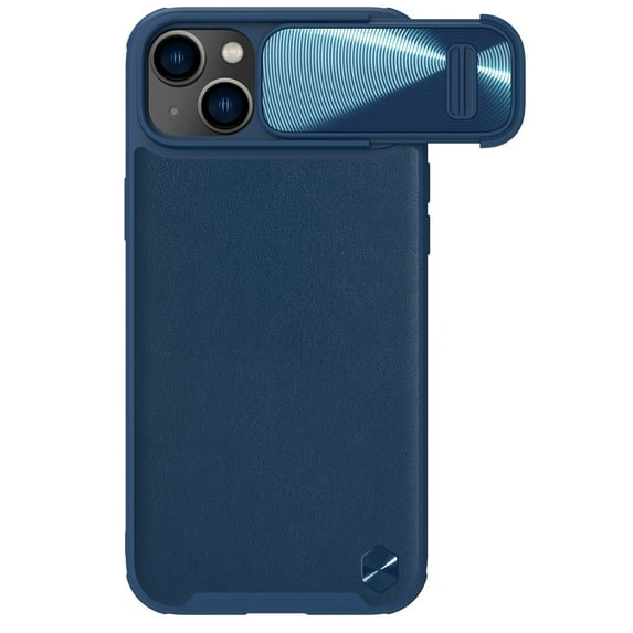 Allytech iPhone 14 Plus Case with Slide Camera Cover, Full Protective Military Drop Proof Anti-scratch Business Type Leather TPU Hybrid Back Cover Case for Apple iPhone 14 Plus 6.7" - Blue