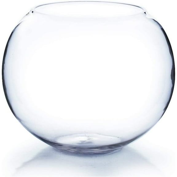 WGV Large Bowl Glass Vase, Diameter 9", Height 8", (Multiple Sizes Choices) Clear Round Bubble Vase Jar, Floral Planter Terrarium for Wedding Event Home Decor, 1 Piece (VBW1008)